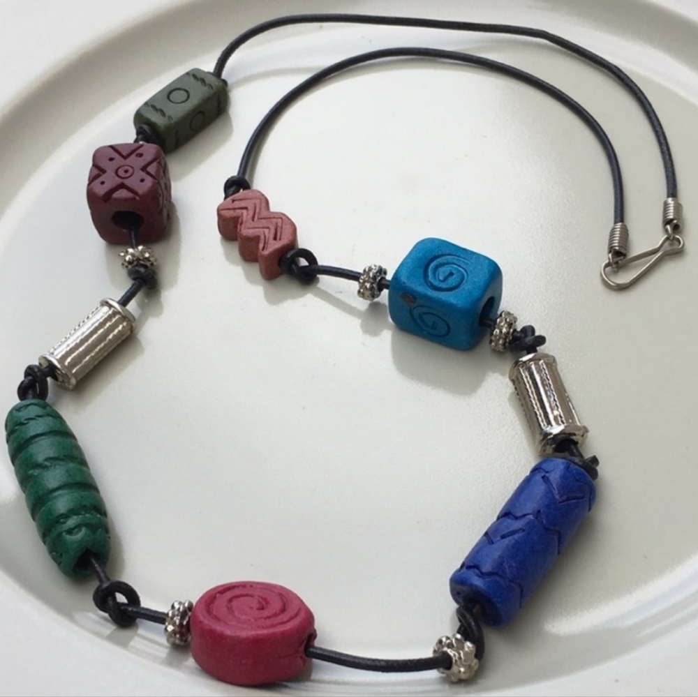 Multi Color/Shape Beads Necklace